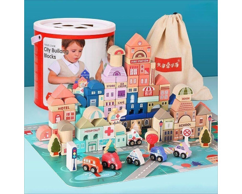 Дерев'яні міські кубики для дітей 3+