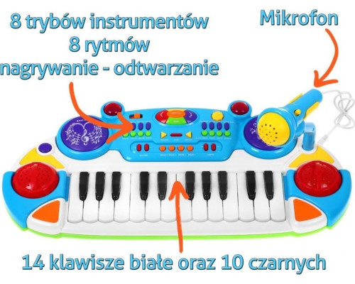 Дитячий синтезатор + Малі барабани + Мікрофон  3+