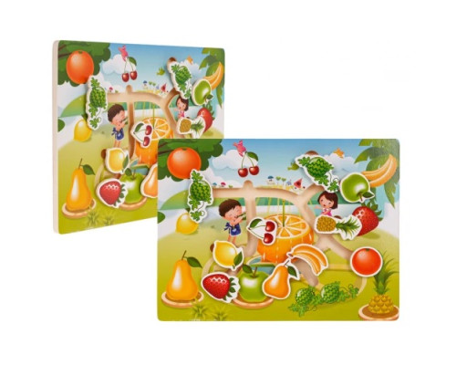 Дитячий дерев'яний набір пазлів Фрукти та Овочі