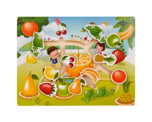 Дитячий дерев'яний набір пазлів Фрукти та Овочі