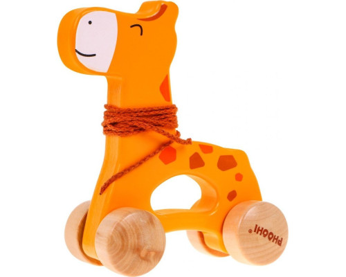Дерев'яна міні-каталка Жираф на шнурку для дітей 12м+
