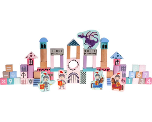 Дитячий дерев'яний набір кубиків Замок з лицарями для дітей 3+