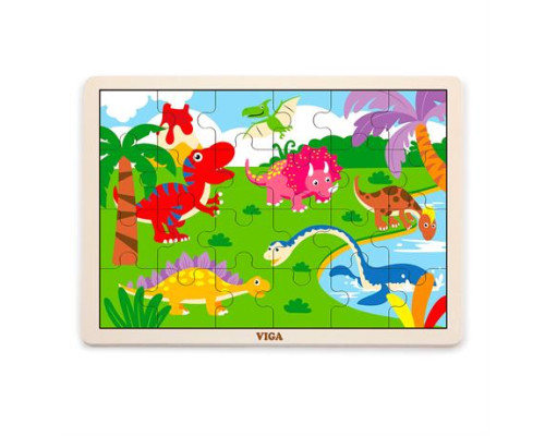 Дерев'яний пазл Viga Toys Динозаври, 24 ел. (51460) Дерев'яний пазл Viga Toys Динозаври, 24 ел. (51460)