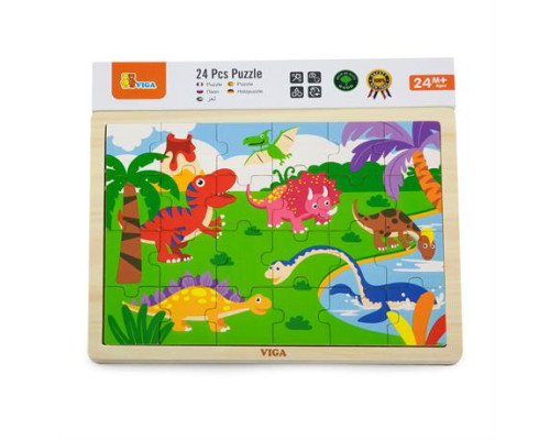 Дерев'яний пазл Viga Toys Динозаври, 24 ел. (51460) Дерев'яний пазл Viga Toys Динозаври, 24 ел. (51460)