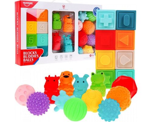 Mega набір з 20 кульок з кубиків тварин для дітей 6 м+