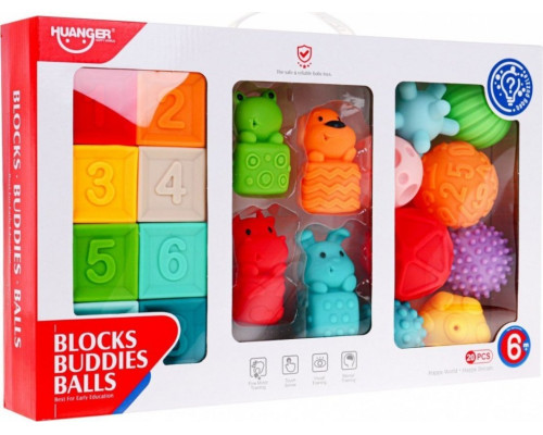 Mega набір з 20 кульок з кубиків тварин для дітей 6 м+