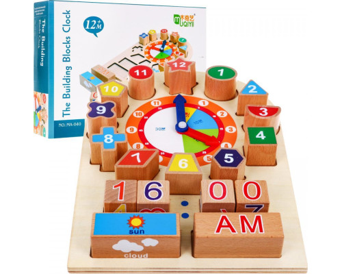 Дерев'яна навчальна дошка Годинник для дітей 12м+