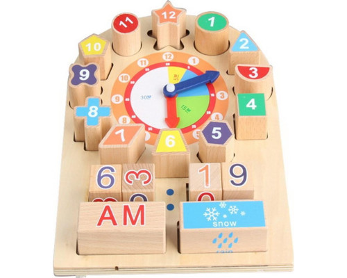 Дерев'яна навчальна дошка Годинник для дітей 12м+