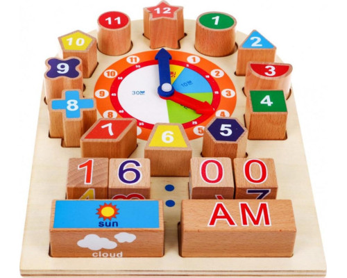 Дерев'яна навчальна дошка Годинник для дітей 12м+