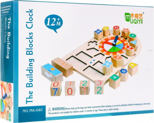 Дерев'яна навчальна дошка Годинник для дітей 12м+