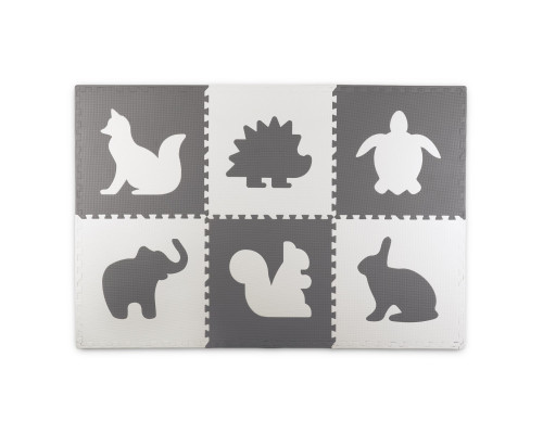 Дитячий килимок-пазл Ricokids 7491 Звірята, 60 х 60 см 6 шт, біло-сірий