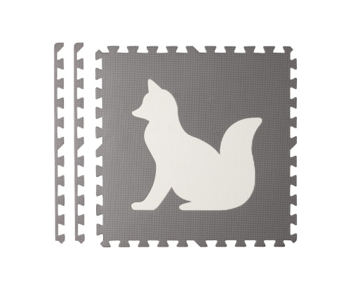 Дитячий килимок-пазл Ricokids 7491 Звірята, 60 х 60 см 6 шт, біло-сірий