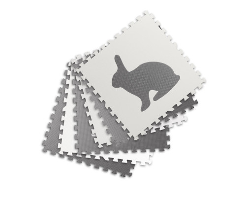 Дитячий килимок-пазл Ricokids 7491 Звірята, 60 х 60 см 6 шт, біло-сірий