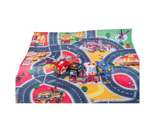 Килимок «Пожежна бригада» + набір м'яких машинок