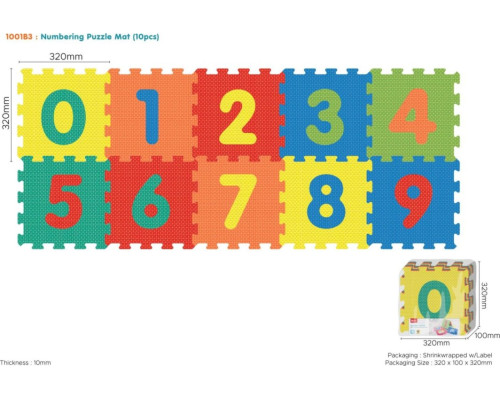 Дитячий килимок-пазл Ramiz 1001B3, 32 х 312 см 10 шт, різнокольоровий