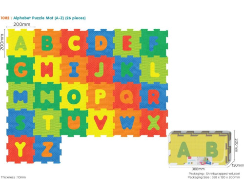 Дитячий килимок-пазл Ramiz 1082, 20 х 20 см 26 шт, різнокольоровий