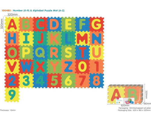 Дитячий килимок-пазл Ramiz 1004B3, 32 х 32 см 36 шт, різнокольоровий