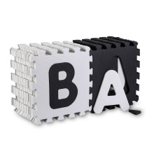 Дитячий килимок-пазл Ricokids 7493 Літери та цифри, 30 x 30 см 36 шт, чорно-білий