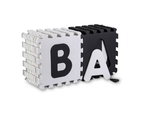 Дитячий килимок-пазл Ricokids 7493 Літери та цифри, 30 x 30 см 36 шт, чорно-білий