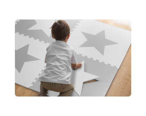 Дитячий килимок-пазл Ricokids 7502, 60 x 60 см 9 шт, біло-сірий