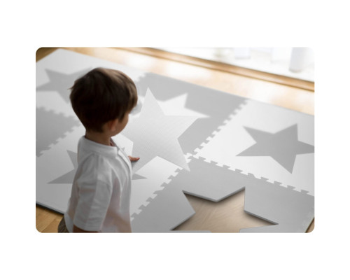 Дитячий килимок-пазл Ricokids 7502, 60 x 60 см 9 шт, біло-сірий