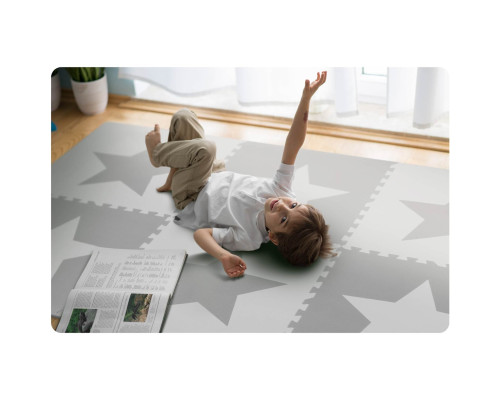 Дитячий килимок-пазл Ricokids 7502, 60 x 60 см 9 шт, біло-сірий