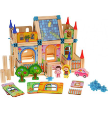 Дерев'яні конструктори для дітей 3+ Барвистий набір з 128 ел. для будівництва будинку