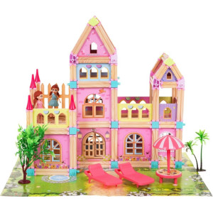 Дерев'яний будинок принцеси з блоків 183 ел. для дітей 3+ 