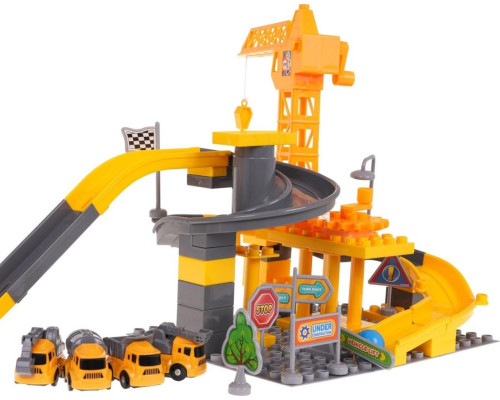 Дитячий будівельний майданчик із транспортними засобами та аксесуарами