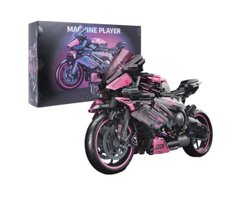 Дитячий конструктор Ramiz Мотоцикл-гонщик 2066 ел, чорно-рожевий