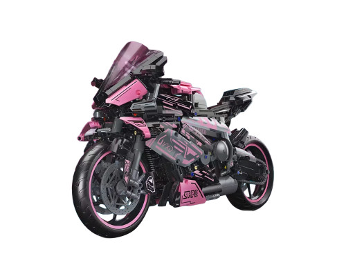 Дитячий конструктор Ramiz Мотоцикл-гонщик 2066 ел, чорно-рожевий