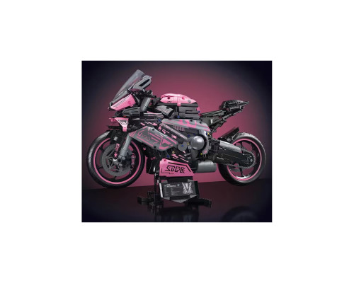 Дитячий конструктор Ramiz Мотоцикл-гонщик 2066 ел, чорно-рожевий
