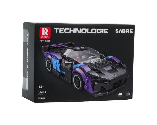 Дитячий конструктор Reobrix 678 Спортивний автомобіль 390 ел, чорно-синій