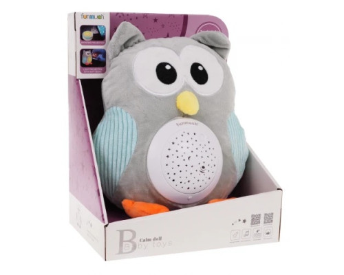 Дитяча м'яка іграшка сова зі звуковою та світловою функцією ZIT.FM666-44