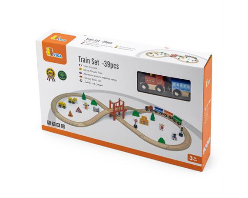 Іграшкова залізниця Viga Toys дерев'яна 39 ел. (50266) Іграшкова залізниця Viga Toys дерев'яна 39 ел. (50266)
