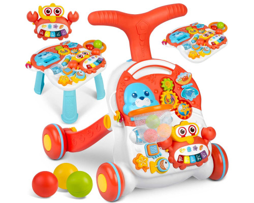 Каталка 2-в-1 інтерактивна Ricokids біло-червона Каталка 2-в-1 інтерактивна Ricokids біло-червона