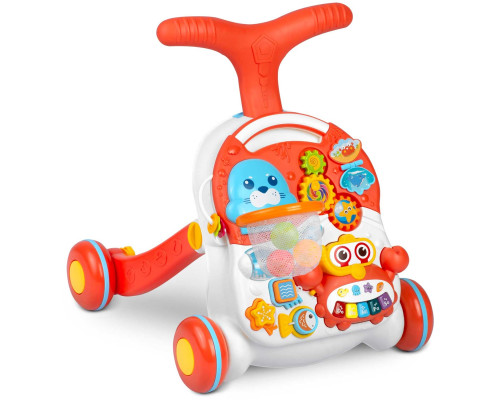 Каталка 2-в-1 інтерактивна Ricokids біло-червона Каталка 2-в-1 інтерактивна Ricokids біло-червона