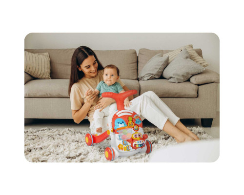 Каталка 2-в-1 інтерактивна Ricokids біло-червона Каталка 2-в-1 інтерактивна Ricokids біло-червона