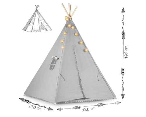 Вігвам дитячий з ліхтариками Nukido сірий