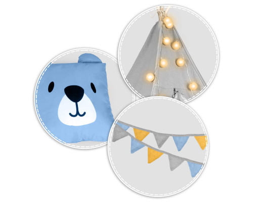 Вігвам дитячий з ліхтариками Nukido сірий