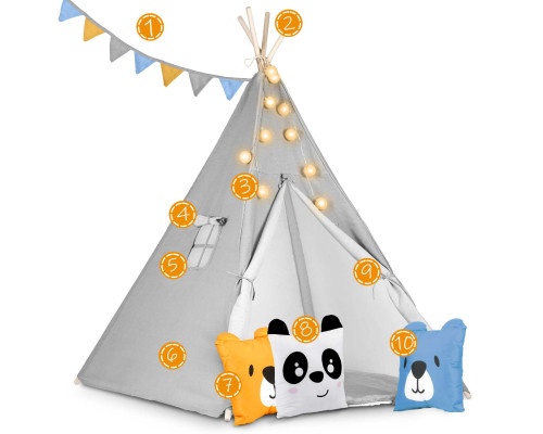 Вігвам дитячий з ліхтариками Nukido сірий