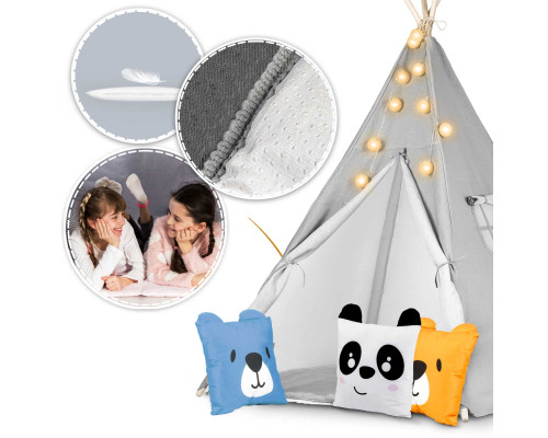 Вігвам дитячий з ліхтариками Nukido сірий