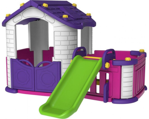 Садовий будиночок 3в1 для дітей Фіолетовий + Гірка + Сад з огорожею