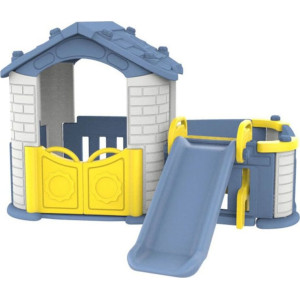 Садовий будиночок 3в1 для дітей Сірий + Гірка + Сад з огорожею