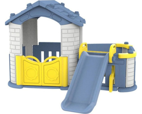 Садовий будиночок 3в1 для дітей Сірий + Гірка + Сад з огорожею