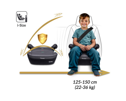 Бустер Nukido Louis ISOFIX 710201 125-150 см, чорно-сірий