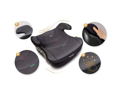 Бустер Nukido Louis ISOFIX 710201 125-150 см, чорно-сірий