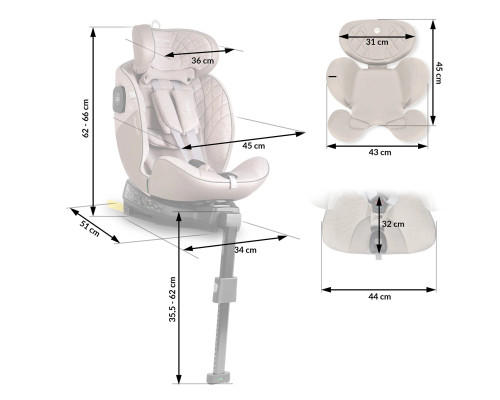 Автокрісло Nukido Aero Line ISOFIX 0-36 кг, бежеве