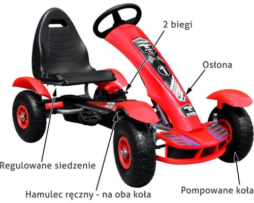 Дитячий педальний картинг Racing XL 3+ Червоний