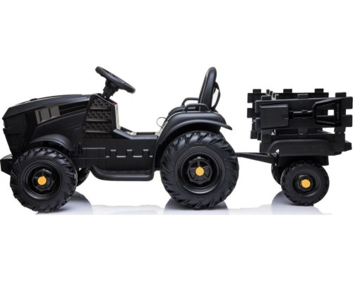 Дитячий акумуляторний трактор, титановий із причепом Чорний